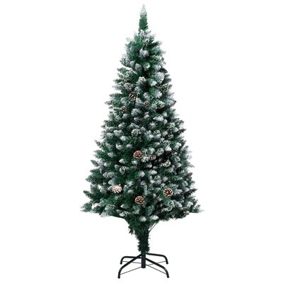 vidaXL شجرة كريسماس صناعية مع أكواز صنوبر وثلج أبيض 180 سم