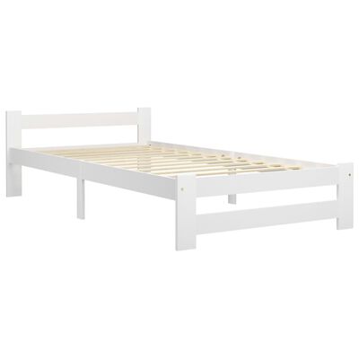 vidaXL إطار سرير أبيض خشب صنوبر صلب 90×200 سم