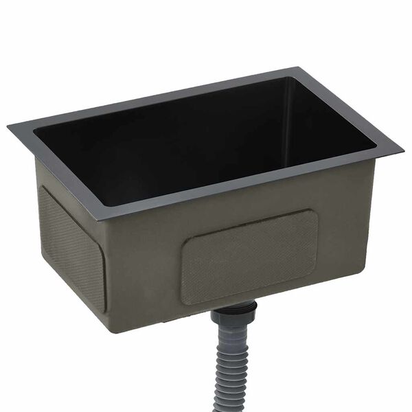 vidaXL حوض مطبخ يدوي الصنع مع مصفاة أسود ستانلس ستيل