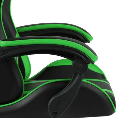 vidaXL كرسي سباق أسود وأخضر جلد صناعي