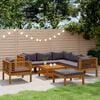 vidaXL طقم جلسة حديقة 8 قطع مع وسائد خشب أكاسيا صلب
