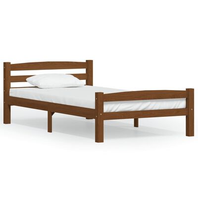 vidaXL إطار سرير خشب صنوبر صلب بني عسلي 100×200 سم
