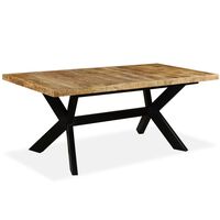 vidaXL طاولة طعام خشب مانجو صلب وهيكل فولاذي 180 سم