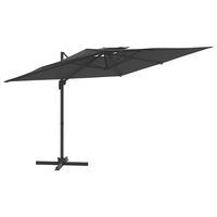 vidaXL مظلة كابولي بسقف مزدوج أنثراسيت 300×300 سم