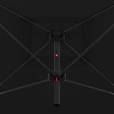 vidaXL مظلة شمسية مزدوجة مع عمود فولاذي 250×250 سم أسود
