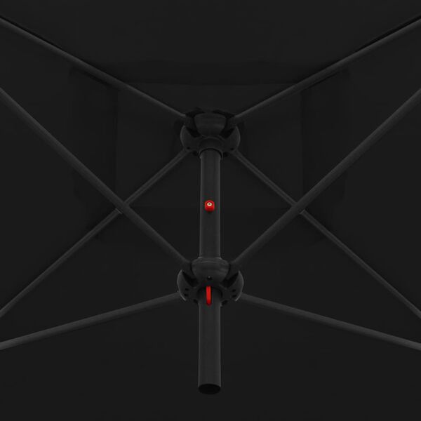 vidaXL مظلة شمسية مزدوجة مع عمود فولاذي 250&times;250 سم أسود