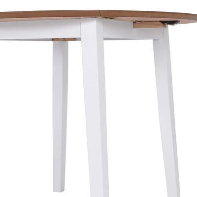 vidaXL طاولة سفرة بالأجنحة القابلة للطي مستديرة خشب MDF أبيض