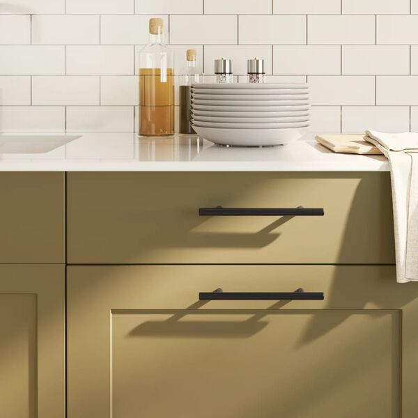 vidaXL مقابض خزانة 20ق أسود فولاذ مقاوم للصدأ 128 ملم