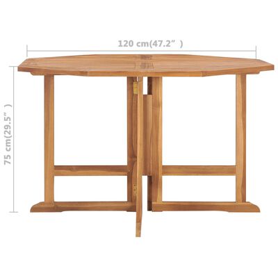 vidaXL طاولة سفرة حديقة قابلة للطي 120×120×75 سم خشب ساج صلب
