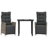 vidaXL 3 Piece Garden Dining Set with Cushions Grey Poly Rattan - Untranslated