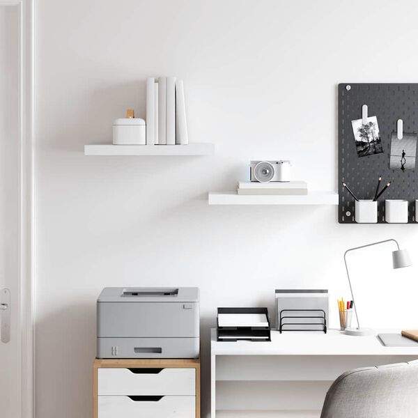 vidaXL رفوف جدارية عائمة، قطعتان، لون أبيض، 50&times;23&times;3.8 سم، مصنوعة من خشب MDF