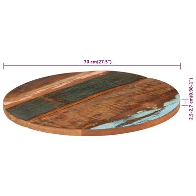 vidaXL سطح طاولة دائري 70 سم 25-27 ملم خشب صلب مستصلح