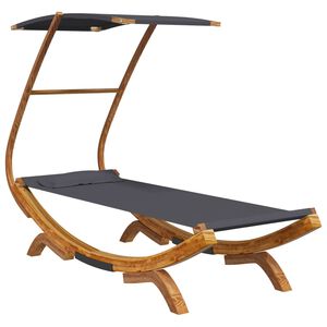 vidaXL سرير استرخاء خارجي ومظلة 134x190x100 سم خشب صلب منحني أنثراسيت
