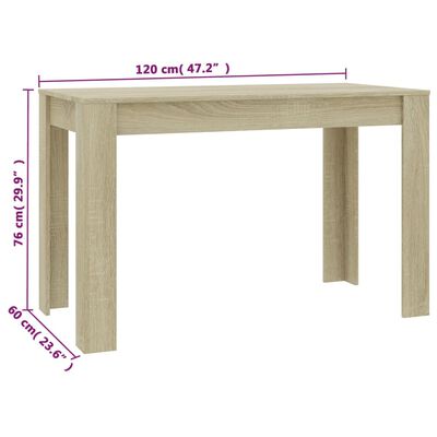 vidaXL طاولة طعام سونوما اوك 120×60×76 سم خشب مضغوط