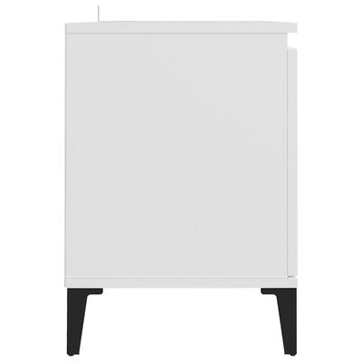 vidaXL خزانة تلفزيون بأرجل معدنية لون أبيض 103.5×35×50 سم