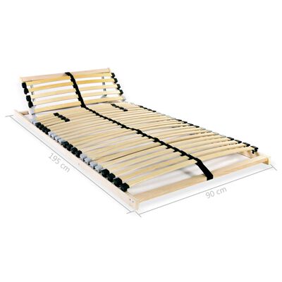 vidaXL قواعد سرير شرائحية 2 ق مع 28 شريحة خشبية و 7 مناطق 90×200 سم