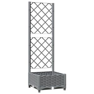 vidaXL وعاء زراعة للحديقة مع تعريشة من، رمادي فاتح، 120&times;40&times;121.5 سم PP