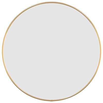 vidaXL مرآة حائط لون ذهبي قطر 50 سم دائرية