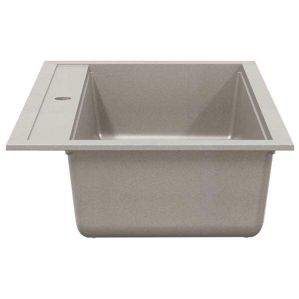 vidaXL حوض مطبخ جرانيت حوض فردي رمادي