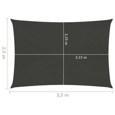 vidaXL مظلة شراعية 160 جم/م² أنثراسيت 2.5×3.5 م HDPE