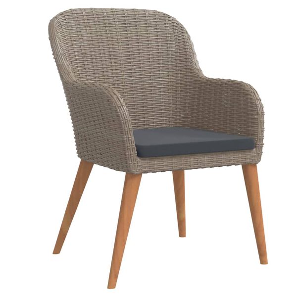 vidaXL عدد 9 قطع طقم سفرة حديقة مع وسائد بني