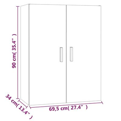 vidaXL خزانة حائط معلقة سونوما رمادي 90x34x69,5 سم