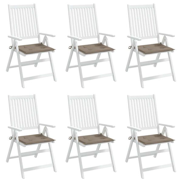 vidaXL وسائد كرسي حديقة 6 قطع لون رمادي بني 40 &times; 40 &times; 4 سم قماش أوكسفورد