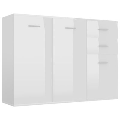 vidaXL خزانة جانبية أبيض لامع 105×30×75 سم خشب حبيبي