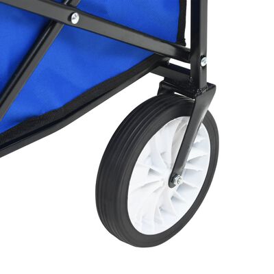 vidaXL عربة يد قابلة للطي مع مظلة فولاذ أزرق
