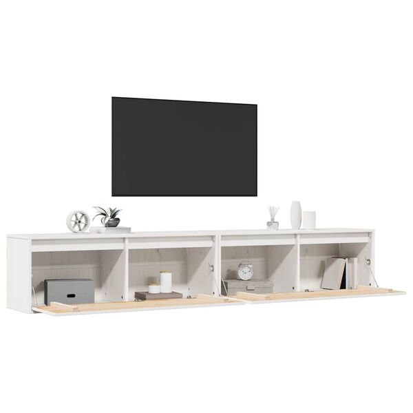 vidaXL خزانات حائط لون أبيض 2ق 35x30x100 سم خشب صنوبر صلب
