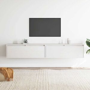 vidaXL خزانات حائط لون أبيض 2ق 35x30x100 سم خشب صنوبر صلب
