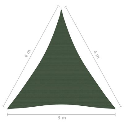 vidaXL مظلة شراعية 160 جم/م² أخضر داكن 3×4×4 م HDPE