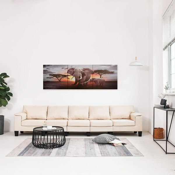 vidaXL لوحة قماشية طبعة حيوانات متعدد الألوان 120 x 40 cm خيش