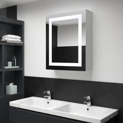 vidaXL خزانة حمام LED بمرآة 50×13×70 سم