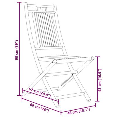 vidaXL كراسي حديقة قابلة للطي 4 قطع 99x66x46 سم خيزران