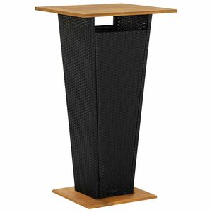 vidaXL طاولة بار أسود 60&times;60&times;110 سم بولي روطان وخشب أكاسيا صلب