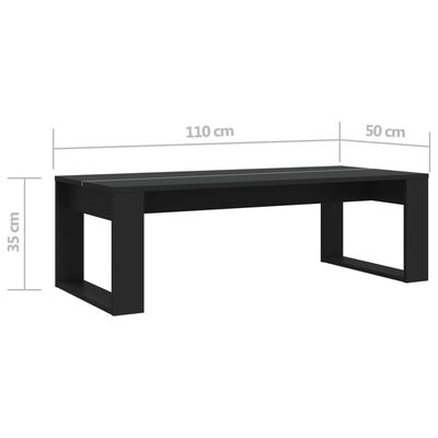 vidaXL طاولة قهوة أسود 110×50×35 سم خشب صناعي