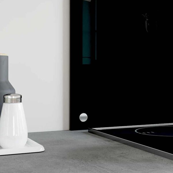 vidaXL لوح باكسبلاش شفاف للمطبخ أسود 80×40 سم زجاج مقسى