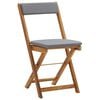 vidaXL عدد 3 قطع طقم بيسترو قابل للطي مع وسائد خشب أكاسيا صلب