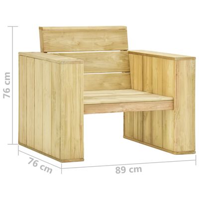 vidaXL كرسي حديقة 89×76×76 سم خشب صنوبر مُشبَّع