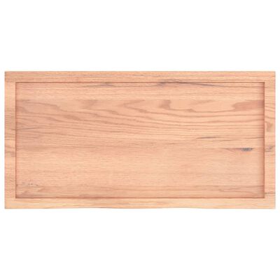 vidaXL سطح طاولة لون بني فاتح 100*50*(2-4) سم خشب بلوط صلب معالج