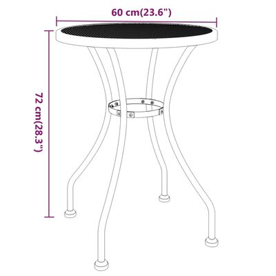 vidaXL طاولة حديقة 60×72 سم شبكة معدنية مُوسّعة أنثراسيت