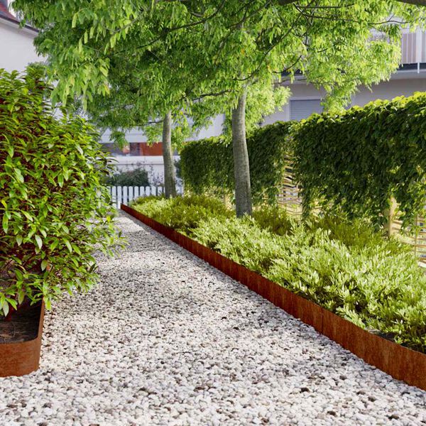 vidaXL سياجات عشب 10 ق 103x15 سم فولاذ كورتن مرن