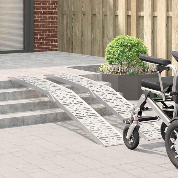 vidaXL منحدر تحميل 2 pcs فضة 222 &times; 28 &times; 5 سم ألومنيوم