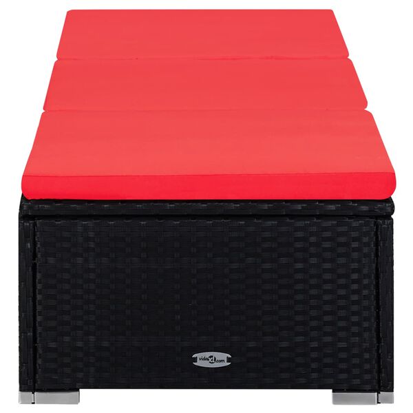 vidaXL كراسي تشمس للحديقة 3 قطع مع طاولة شاي بولي روطان لون أسود