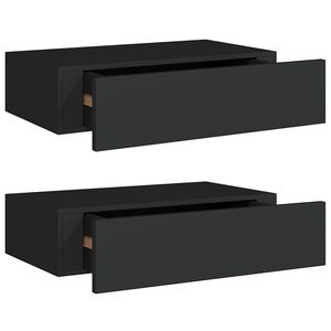 vidaXL رفوف أدراج جدارية، قطعتان، أسود، 40&times;23.5&times;10 سم، خشب ليفي متوسط الكثافة (MDF)