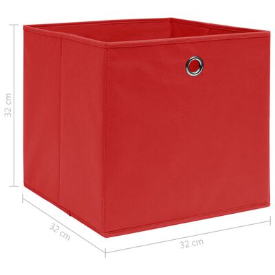 vidaXL صناديق تخزين 10 ق أحمر 32×32×32 سم قماش