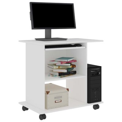 vidaXL مكتب كمبيوتر أبيض 80×50×75 سم خشب حبيبي