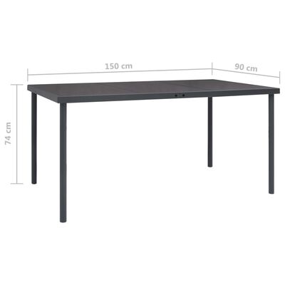 vidaXL طاولة سفرة خارجية 150×90×74 سم فولاذ