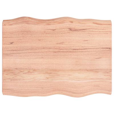 vidaXL سطح طاولة لون بني فاتح 80*60*(2-6) سم خشب صلب معالج وحواف خام